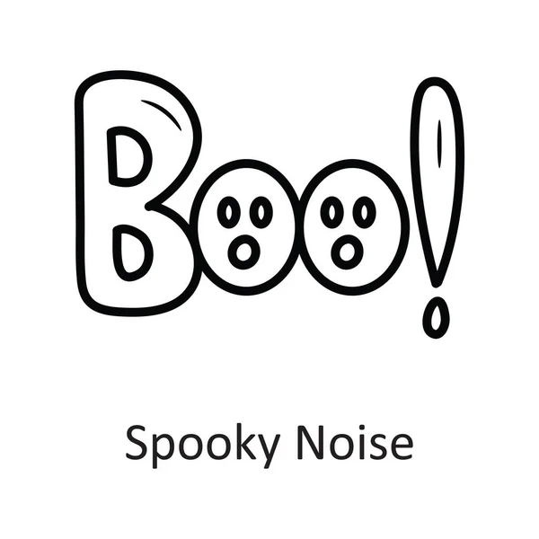Spookachtige Noise Vector Omtrek Icoon Ontwerp Illustratie Halloween Symbool Witte — Stockvector
