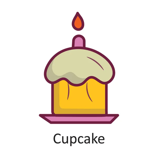 Cupcake Vector Filled Outline Icon Design Illustration Holiday Symbol White — Stock Vector