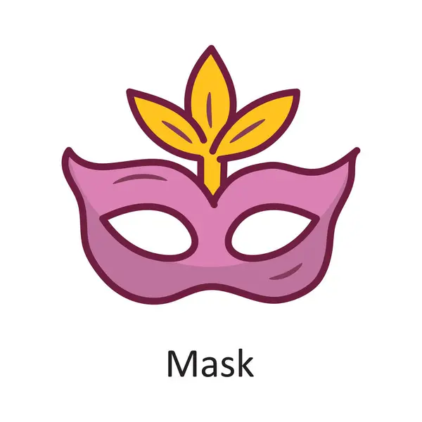 Mask Vektor Fylld Kontur Ikon Design Illustration Holiday Symbol Vit — Stock vektor