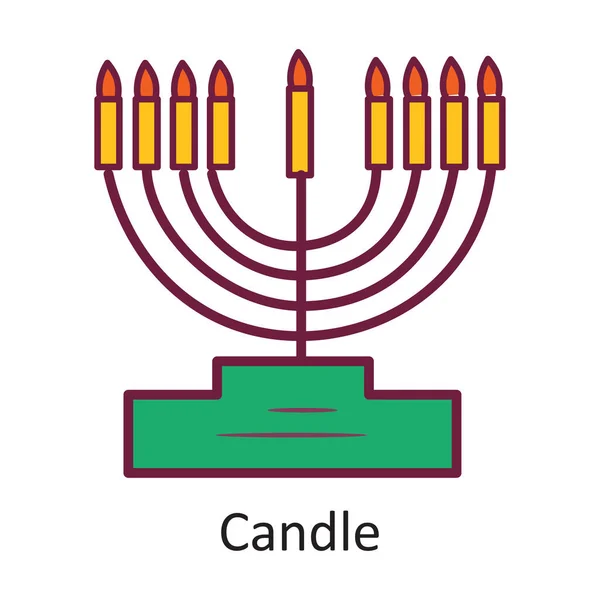 Kerzenvektor Gefüllte Umrisse Icon Design Illustration Feiertagssymbol Auf Weißem Hintergrund — Stockvektor