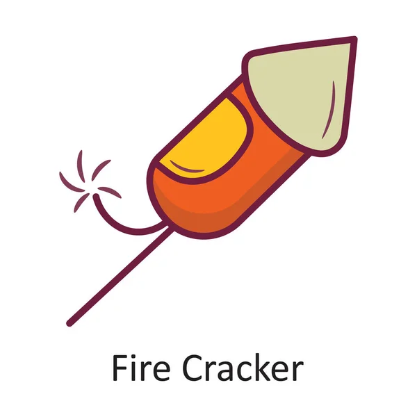 Vetor Fire Cracker Esboço Preenchido Icon Design Illustration Símbolo Férias — Vetor de Stock