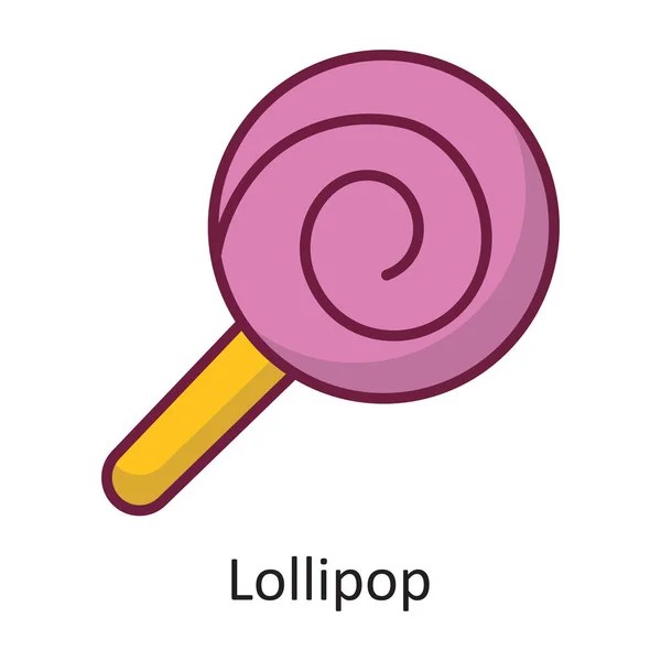 Lollipop Vektor Fylld Kontur Ikon Design Illustration Holiday Symbol Vit — Stock vektor