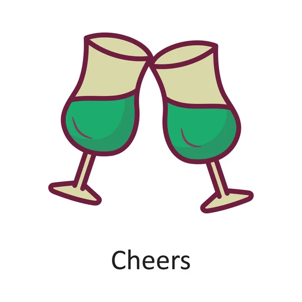 Cheers Vector Esboço Preenchido Icon Design Illustration Símbolo Férias Fundo — Vetor de Stock