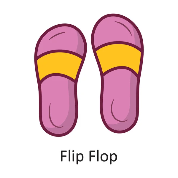 Flip Flop Vector Wypełniony Zarys Ikona Projekt Ilustracji Symbol Wakacyjny — Wektor stockowy