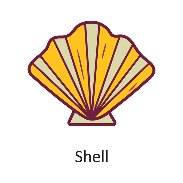 Vecteur Shell Contour Rempli Icône Illustration Conception Symbole Vacances Sur — Image vectorielle