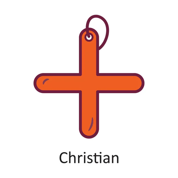 Χριστιανικό Διάνυσμα Γεμάτο Περίγραμμα Εικονίδιο Σχεδιασμός Εικονογράφηση Σύμβολο Διακοπών Λευκό — Διανυσματικό Αρχείο