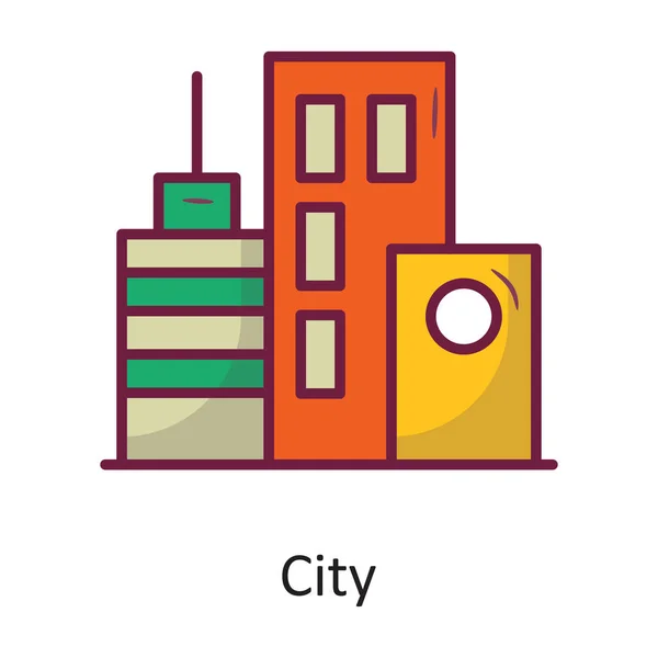 Městský Vektor Vyplněný Obrys Ikona Design Ilustrace Symbol Dovolené Bílém — Stockový vektor