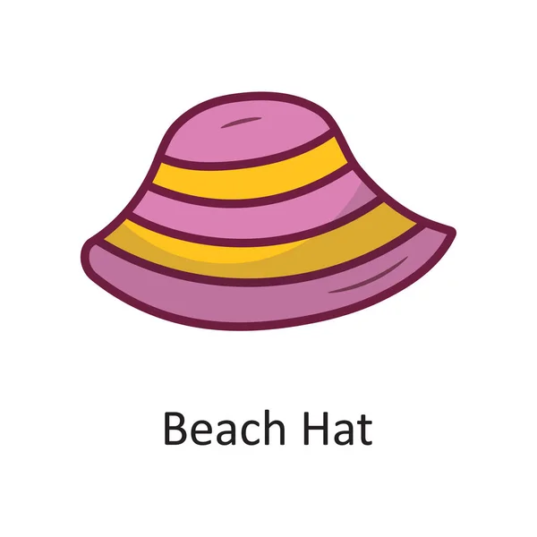 Beach Hat Διάνυσμα Γεμάτο Περίγραμμα Εικονίδιο Σχεδιασμός Εικονογράφηση Σύμβολο Διακοπών — Διανυσματικό Αρχείο