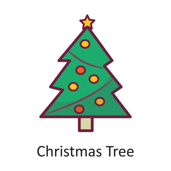 Weihnachtsbaum Vektor Gefüllte Umrisse Icon Design Illustration Feiertagssymbol Auf Weißem — Stockvektor