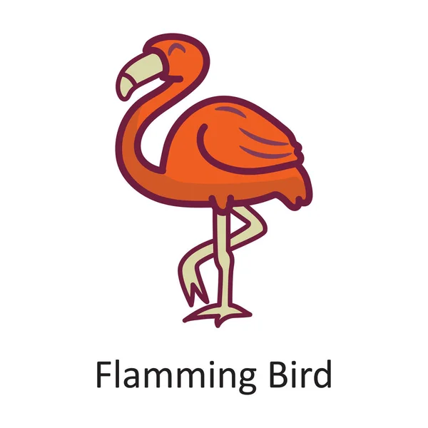 Flamming Bird Vektörü Ana Hatlarıyla Simge Tasarımı Illüstrasyonunu Doldurdu Beyaz — Stok Vektör