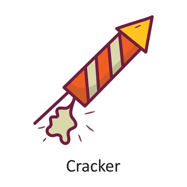 Cracker Vecteur Contour Rempli Icône Illustration Conception Symbole Vacances Sur — Image vectorielle