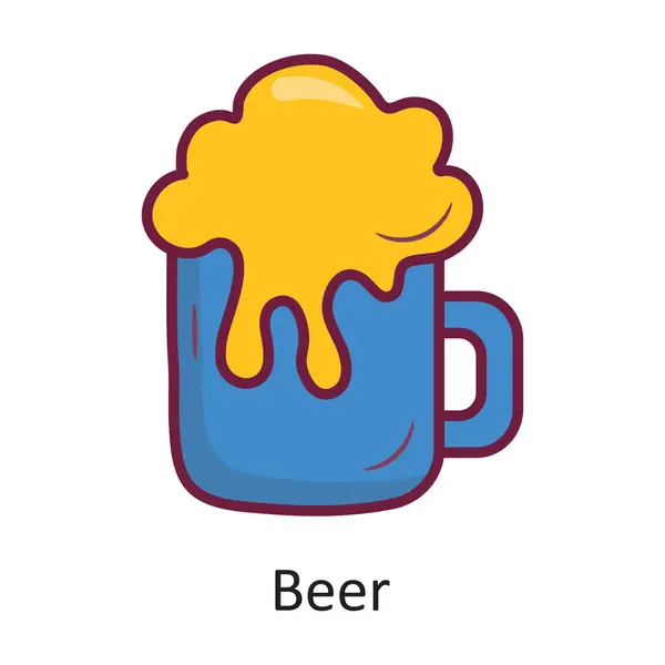 Beer Vector Gefüllte Umrisse Icon Design Illustration Feiertagssymbol Auf Weißem — Stockvektor