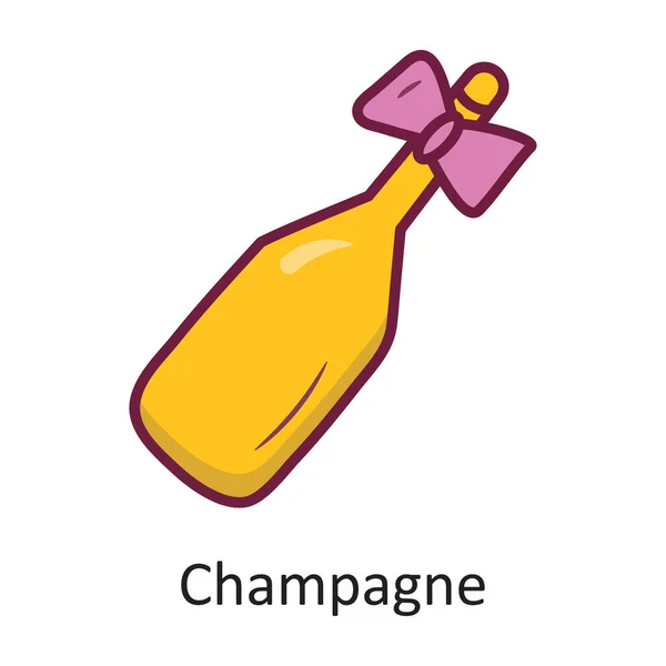 Vektor Šampaňského Vyplněný Obrys Ikona Design Ilustrace Symbol Dovolené Bílém — Stockový vektor