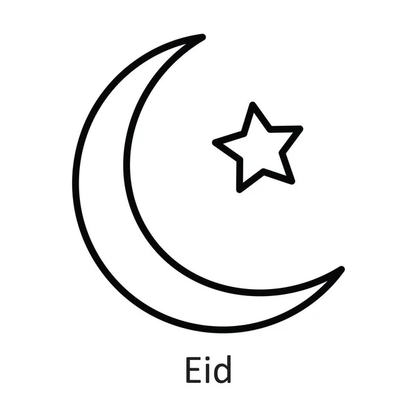 Eid Vector Outline Icon Ontwerp Illustratie Holiday Symbool Witte Achtergrond — Stockvector