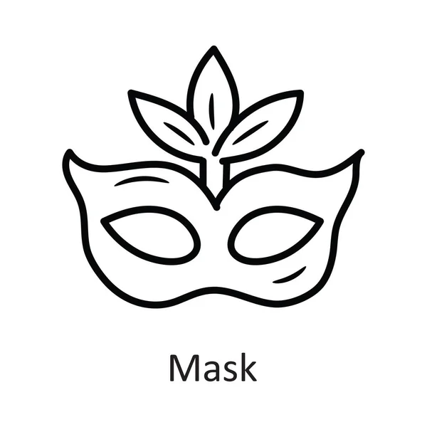 Masker Vector Overzicht Pictogram Ontwerp Illustratie Holiday Symbool Witte Achtergrond — Stockvector