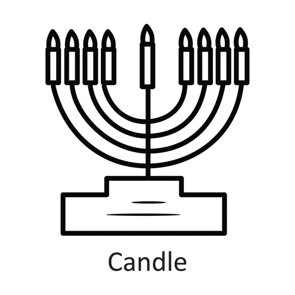 Kerzenvektorumriss Icon Design Illustration Feiertagssymbol Auf Weißem Hintergrund Eps File — Stockvektor
