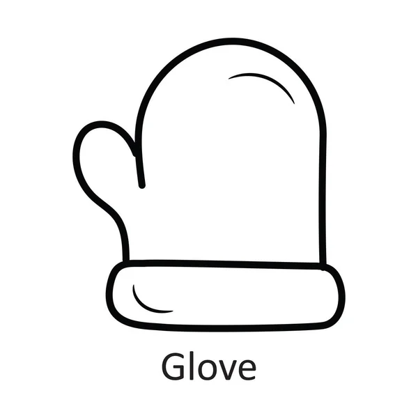Glove Διάνυσμα Περίγραμμα Εικονίδιο Σχεδιασμός Εικονογράφηση Σύμβολο Διακοπών Λευκό Φόντο — Διανυσματικό Αρχείο