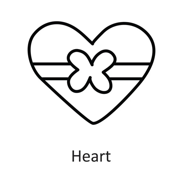 Καρδιά Διάνυσμα Περίγραμμα Εικονίδιο Σχεδιασμός Εικόνα Σύμβολο Διακοπών Λευκό Φόντο — Διανυσματικό Αρχείο