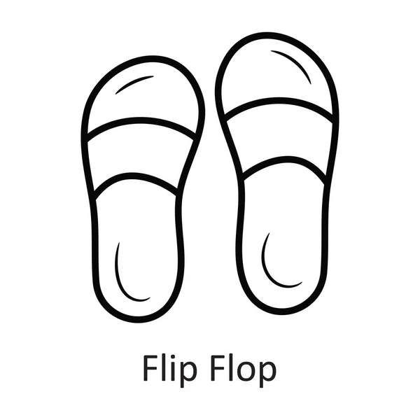 Flip Flop Вектор Контур Icon Design Иллюстрация Праздник Белом Фоне — стоковый вектор