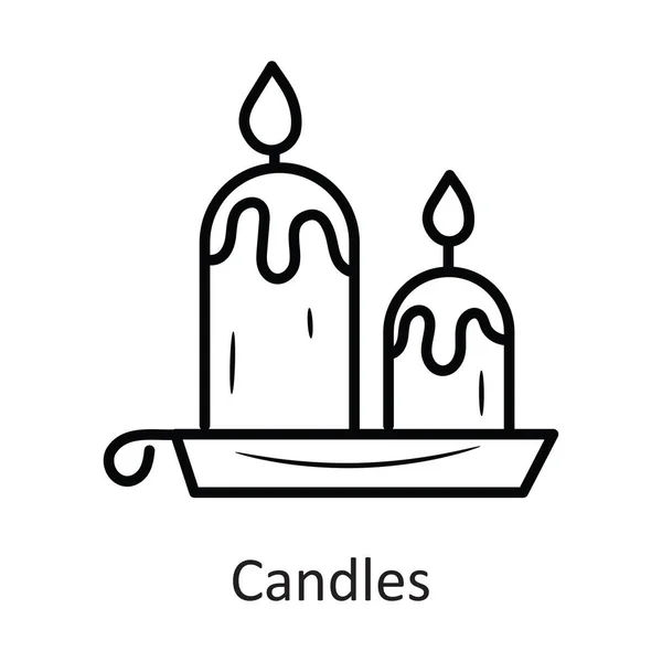 Свічки Векторні Контури Іконка Дизайн Ілюстрація Свято Символ Білому Тлі — стоковий вектор