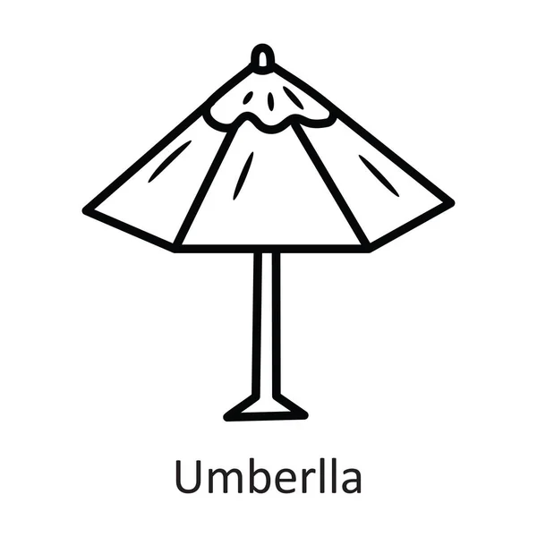Umbrella Vector Outline Icon Design Illustration Holiday Symbol White Background — Stock Vector