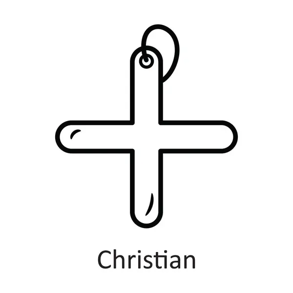 Christian Διανυσματικό Περίγραμμα Εικονίδιο Σχεδιασμός Εικονογράφηση Σύμβολο Διακοπών Λευκό Φόντο — Διανυσματικό Αρχείο