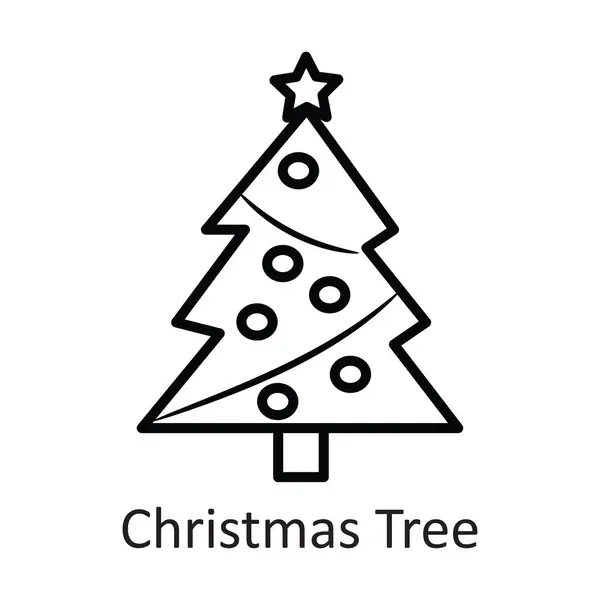 Weihnachtsbaum Vektorumriss Icon Design Illustration Feiertagssymbol Auf Weißem Hintergrund Eps — Stockvektor