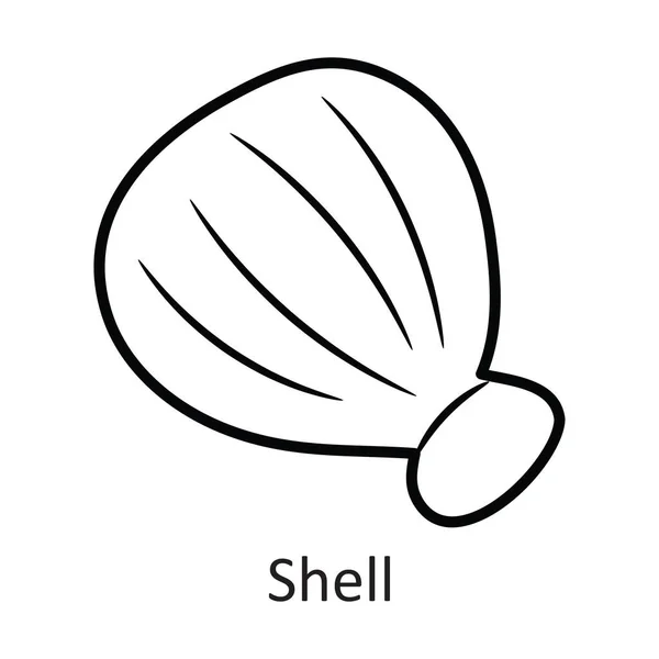 Shell Vector Outline Icon Ontwerp Illustratie Holiday Symbool Witte Achtergrond — Stockvector