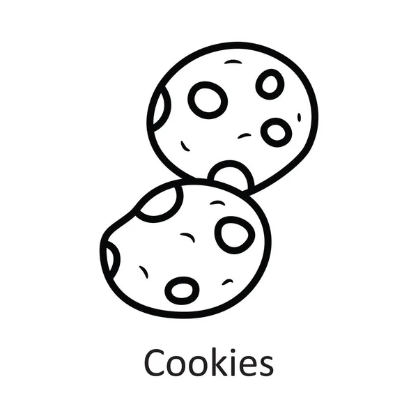 Cookies Vektor Umreißt Icon Design Illustration Feiertagssymbol Auf Weißem Hintergrund — Stockvektor