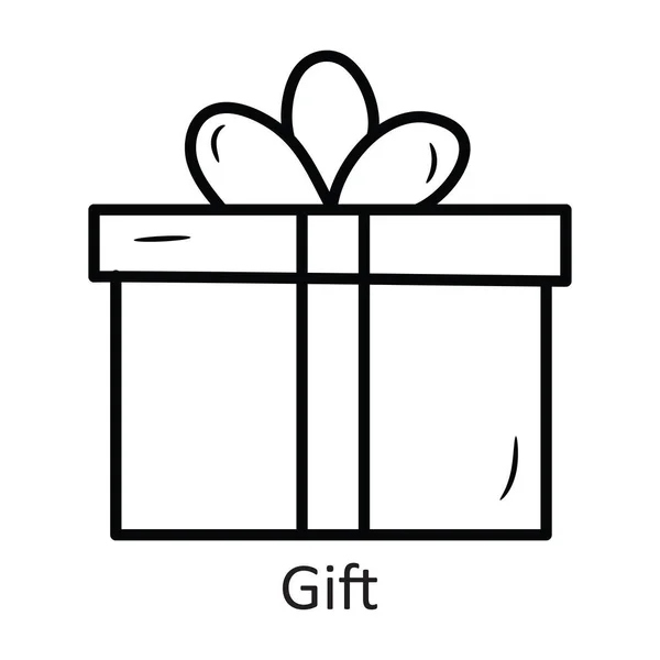 Geschenkvektorumriss Icon Design Illustration Feiertagssymbol Auf Weißem Hintergrund Eps File — Stockvektor