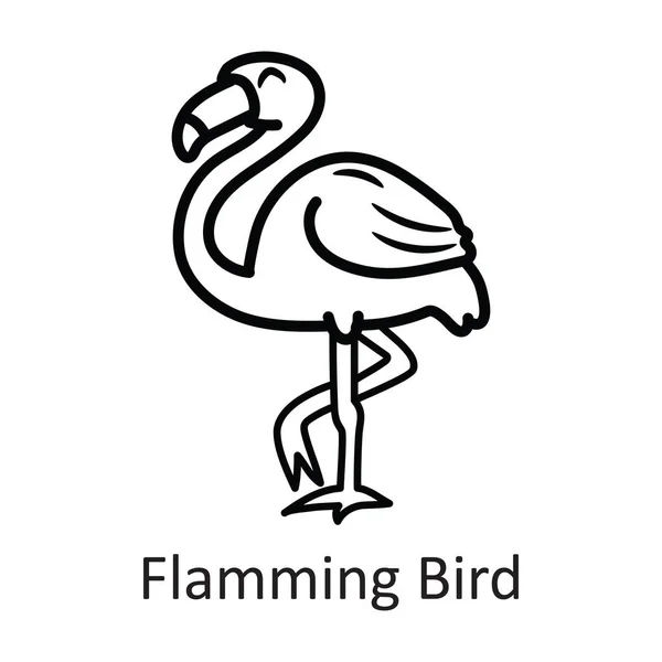 Flamming Bird Διάνυσμα Περίγραμμα Εικονίδιο Σχεδιασμός Εικονογράφηση Σύμβολο Διακοπών Λευκό — Διανυσματικό Αρχείο