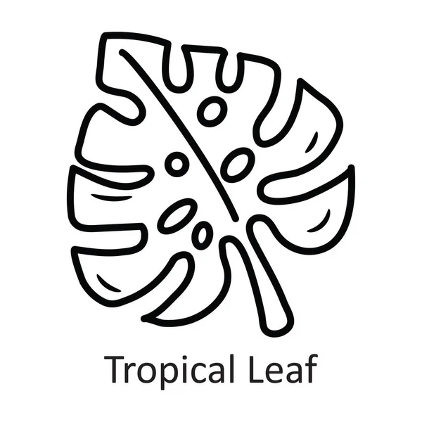 Tropical Leaf Vector Outline Icon Design Illustration Holiday Symbol White — Stock Vector