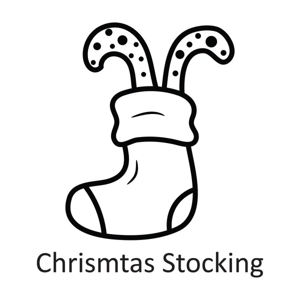 Weihnachtsstrumpf Vektor Skizzieren Icon Design Illustration Feiertagssymbol Auf Weißem Hintergrund — Stockvektor