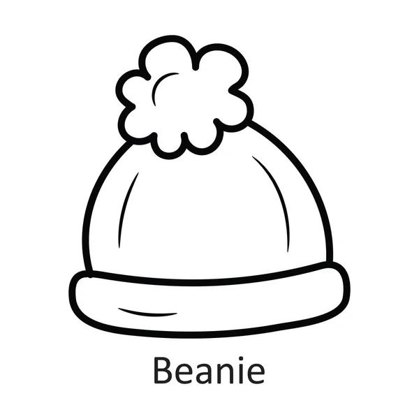 Beanie Vektor Outline Icon Design Illustration Feiertagssymbol Auf Weißem Hintergrund — Stockvektor