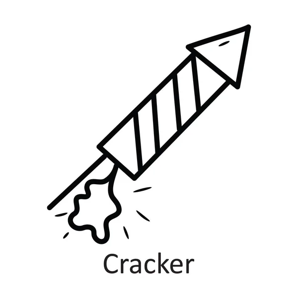 Cracker Διανυσματικό Περίγραμμα Εικονίδιο Σχεδιασμός Εικονογράφηση Σύμβολο Διακοπών Λευκό Φόντο — Διανυσματικό Αρχείο