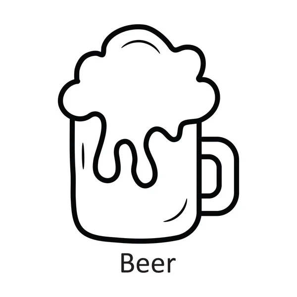 Bière Contour Vectoriel Icône Illustration Conception Symbole Vacances Sur Fond — Image vectorielle