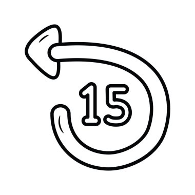 15 saniye geriye, Simge Tasarımı tasarımı çizimi. Beyaz arkaplan EPS 10 Dosyasında Ortam Kontrol Sembolü