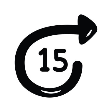 15 Saniye vektör katı Simge Tasarımı illüstrasyonunu ileri al. Beyaz arkaplan EPS 10 Dosyasında Ortam Kontrol Sembolü