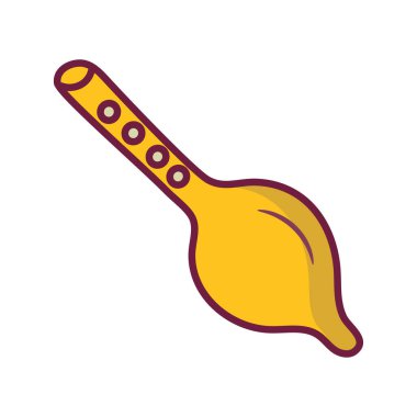 Pungi vektörü ana hatları doldurulmuş Simge Tasarımı illüstrasyonu. Beyaz arkaplan EPS 10 Dosyasında Müzik Sembolü