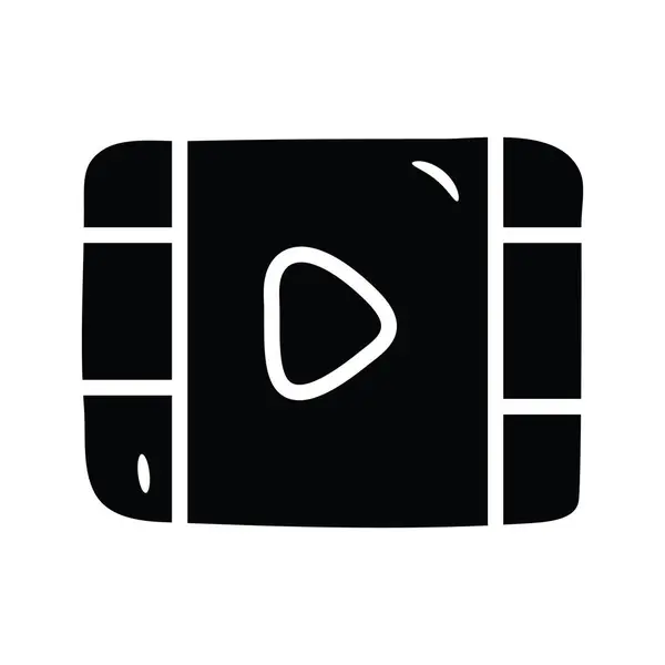 Video Vettore Solido Icona Design Illustrazione Simbolo Controllo Multimediale Sfondo — Vettoriale Stock