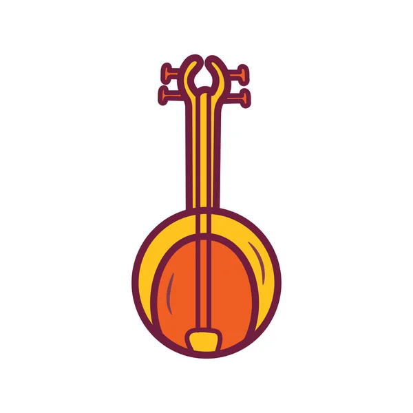 Ektara Vector Esquema Rellenado Icono Ilustración Diseño Símbolo Musical Sobre — Vector de stock