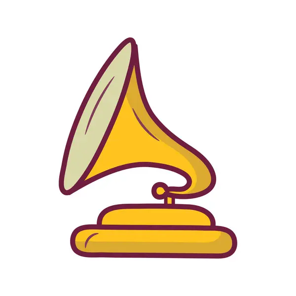 Vektor Gramofon Mengisi Garis Besar Icon Desain Ilustrasi Simbol Musik - Stok Vektor