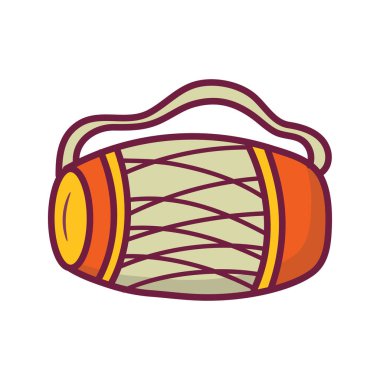 Tahta Davul vektörü ana hatlı Simge Tasarımı illüstrasyonu. Beyaz arkaplan EPS 10 Dosyasında Müzik Sembolü