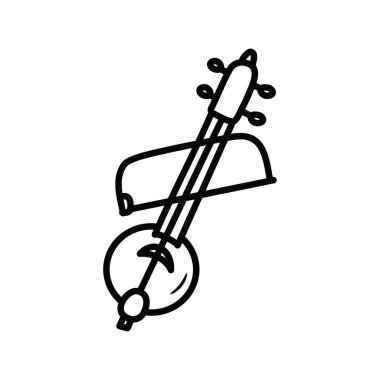 Banjolele vektör taslağı Simge Tasarımı çizimi. Beyaz arkaplan EPS 10 Dosyasında Müzik Sembolü