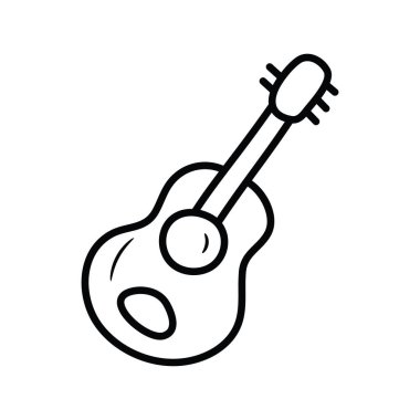 Gitar vektörü ana hatları Simge Tasarımı çizimi. Beyaz arkaplan EPS 10 Dosyasında Müzik Sembolü