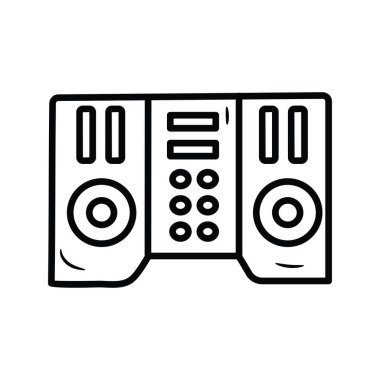 Müzik vektörü ana hatları Simge Tasarımı illüstrasyonu. Beyaz arkaplan EPS 10 Dosyasında Müzik Sembolü