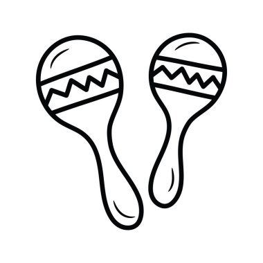 Maracas vektör anahatları Simge Tasarım çizimi. Beyaz arkaplan EPS 10 Dosyasında Müzik Sembolü