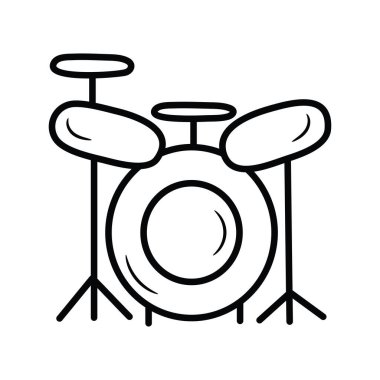 Drum Set vektör taslağı Simge Tasarımı illüstrasyonu. Beyaz arkaplan EPS 10 Dosyasında Müzik Sembolü