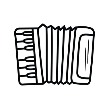 Akordiyon vektör taslağı Simge Tasarım çizimi. Beyaz arkaplan EPS 10 Dosyasında Müzik Sembolü