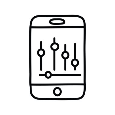 Çevrimiçi Müzik vektörü ana hatları Simge Tasarımı illüstrasyonu. Beyaz arkaplan EPS 10 Dosyasında Müzik Sembolü